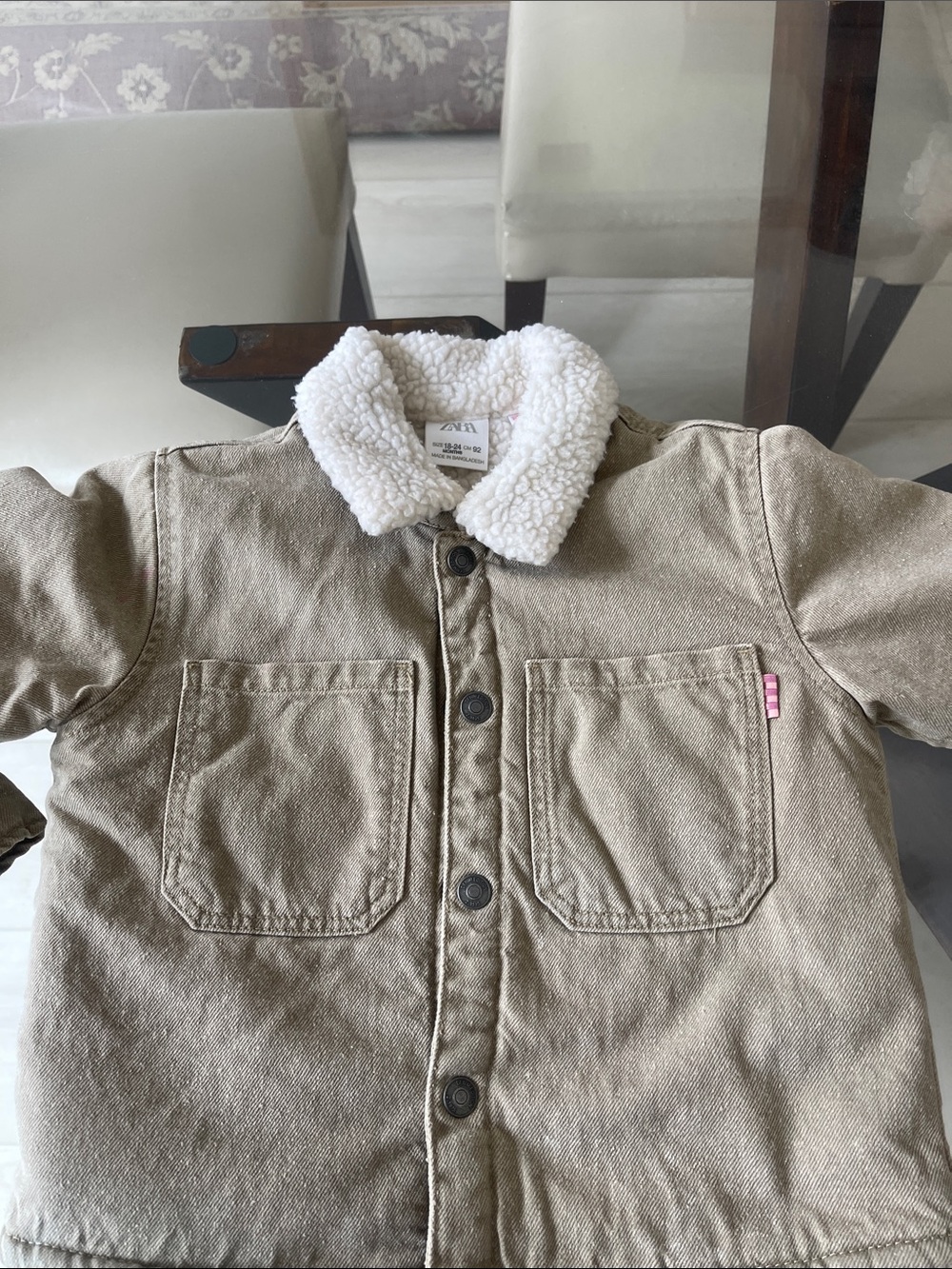 Zara Beige Sherpa Collar Jacket